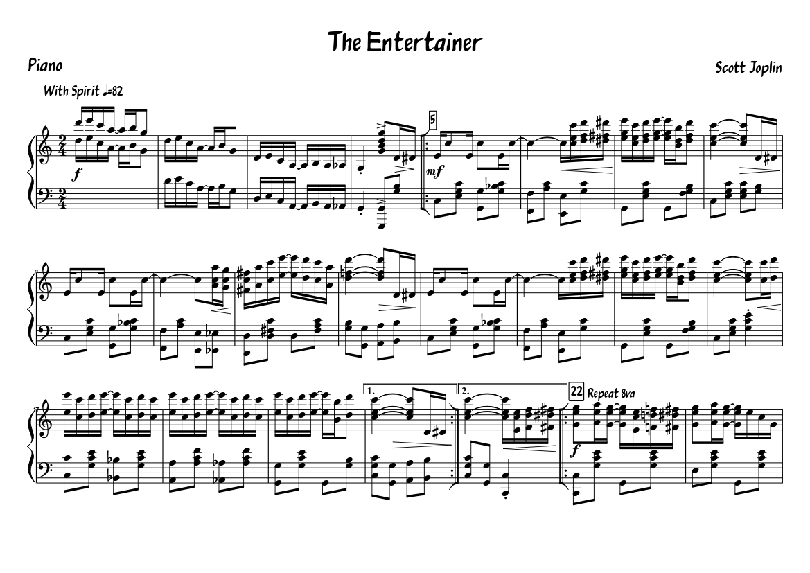 The Entertainer sheet music 