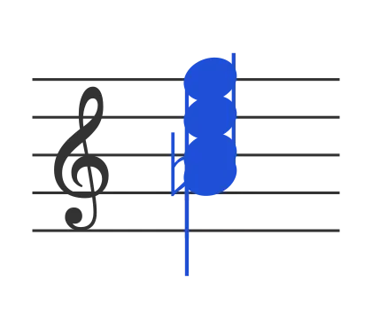 Abdim7 chord in staff notation — A♭, C♭, E♭♭, G♭♭