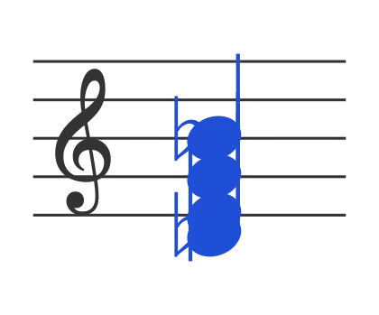 Dbdim7 chord in staff notation — D♭, F♭, A♭♭, C♭♭