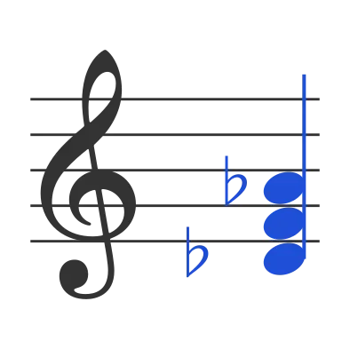 Db chord in staff notation — D♭, F, A♭