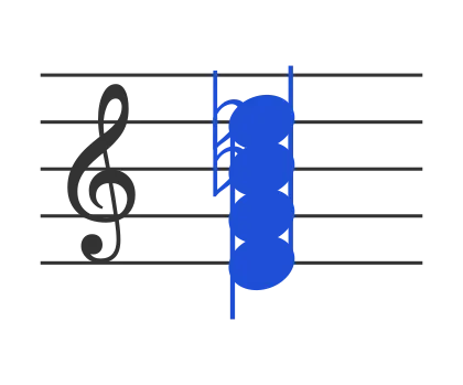 Edim7 chord in staff notation — E, G, B♭, D♭