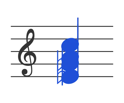 Ebdim7 chord in staff notation — E♭, G♭, B♭♭, D♭♭