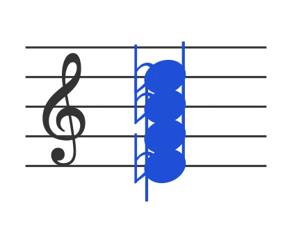 Eb7 chord in staff notation — E♭, G, B♭, D♭