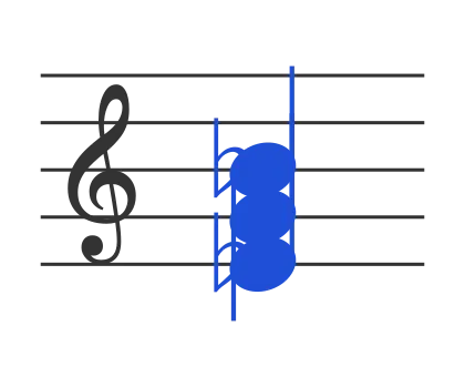 Eb chord in staff notation — E♭, G, B♭