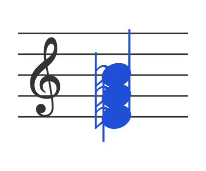 Ebm chord in staff notation — E♭, G♭, B♭