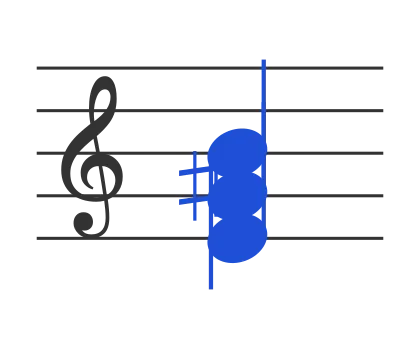 E chord in staff notation — E, G♯, B
