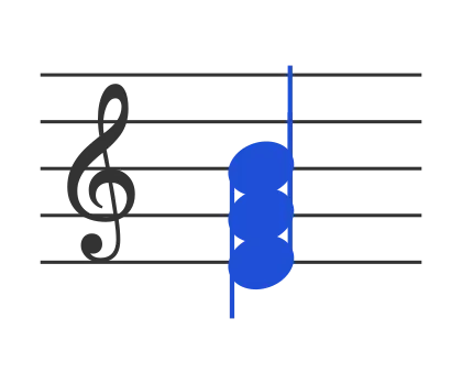 Em chord in staff notation — E, G, B