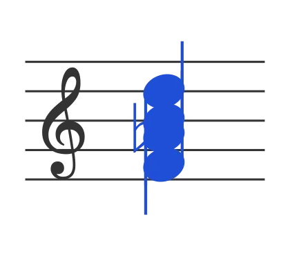 Fdim7 chord in staff notation — F, A♭, C♭, E♭♭