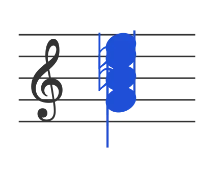 Gdim7 chord in staff notation — G, B♭, D♭, F♭