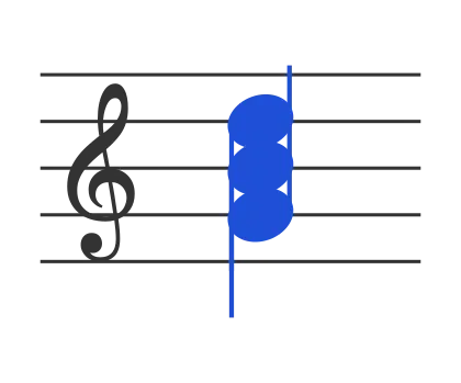 G chord in staff notation — G, B, D
