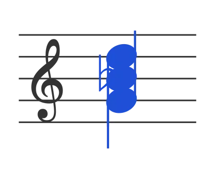 Gm chord in staff notation — G, B♭, D