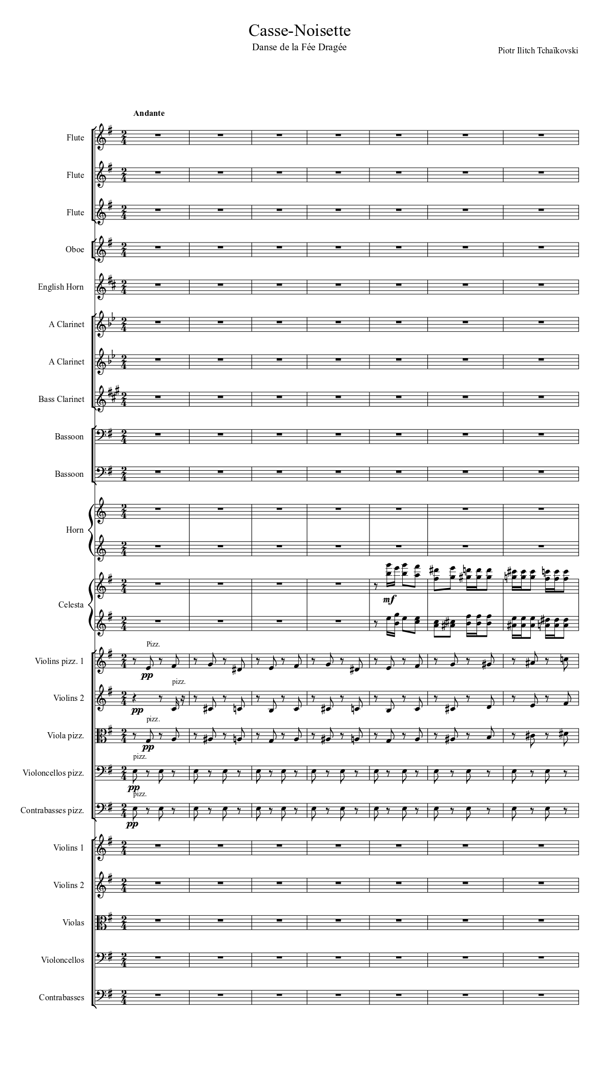 Casse-Noisette, Danse de la Fée Dragée Sheet music for Flute, Oboe, Bassoon  (Woodwind Ensemble) | Musescore.com