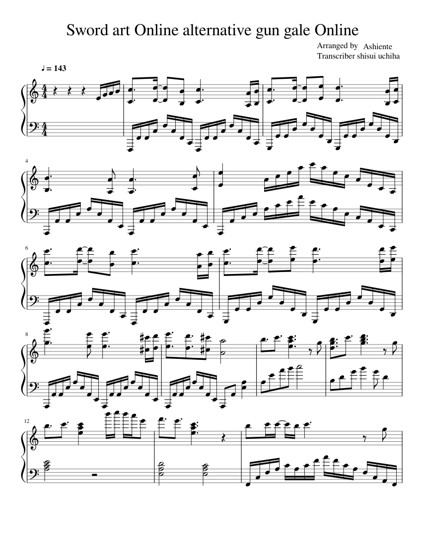 Sword Art Online Alternative Gun Gale Online Sheet Music For Piano Solo Download And Print In Pdf Or Midi Free Sheet Music Musescore Com