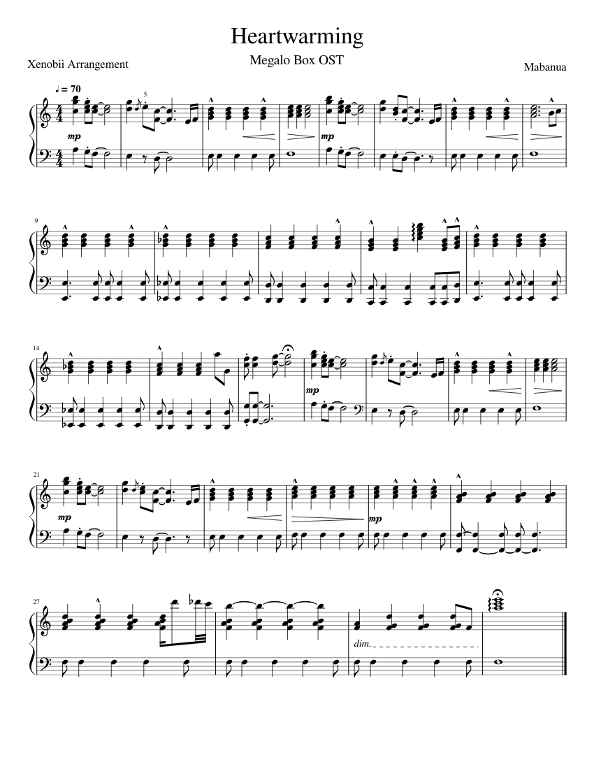 Megalo Box - Heartwarming - Xenobii Piano Cover Sheet music for Piano  (Solo) | Musescore.com