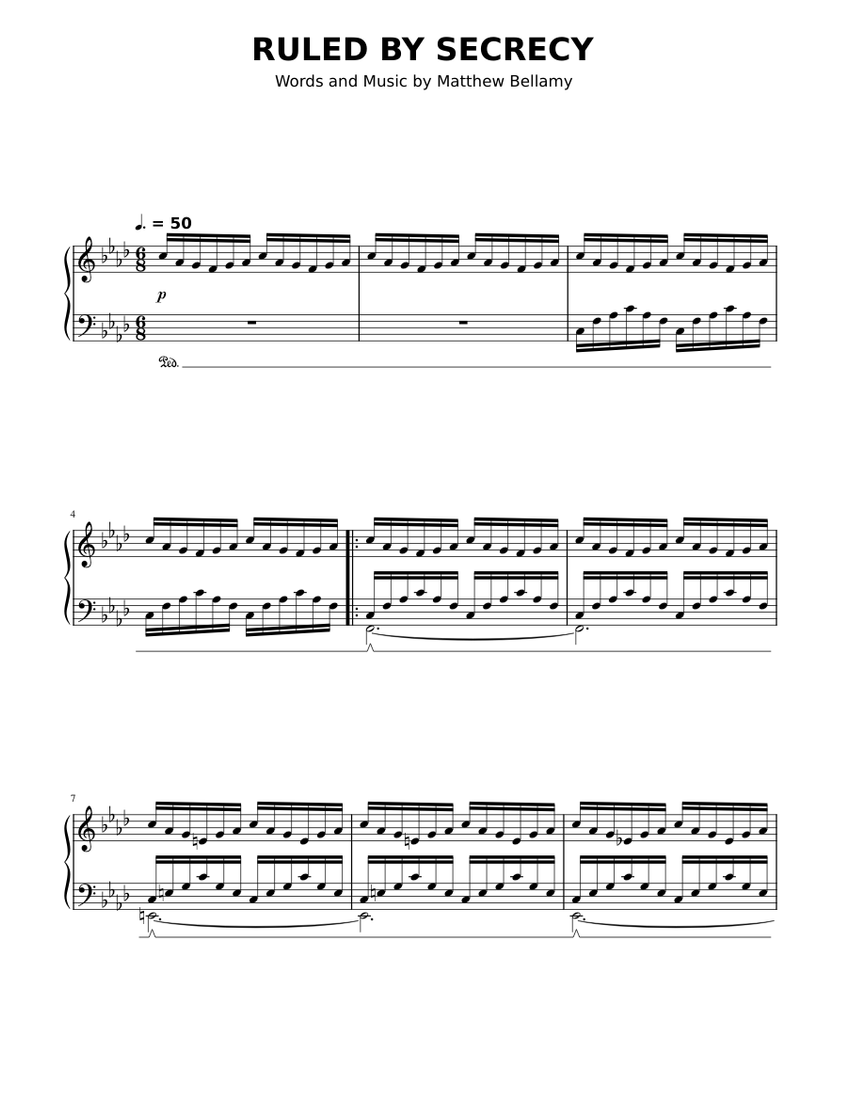 Muse Ruled By Secrecy Sheet Music For Piano Solo Musescore Com