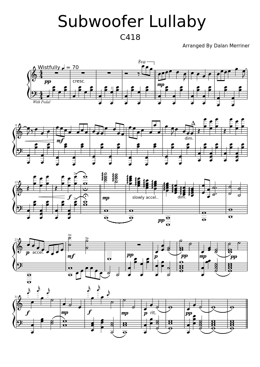 Subwoofer Sheet music for Piano (Solo) | Musescore.com