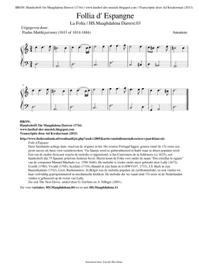 La Folia-Folie d'Espagne-Follia sheet music | Play, print, and download in  PDF or MIDI sheet music on Musescore.com