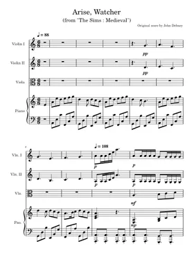 The Watcher Sheet music for Piano, Tambourine, Cello, Bass guitar & more  instruments (Mixed Quintet)