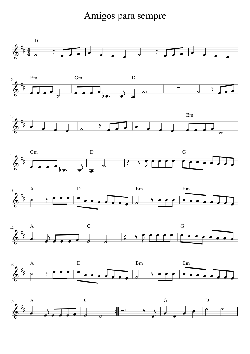 Amigos para sempre Sheet music for Piano (Solo) | Musescore.com