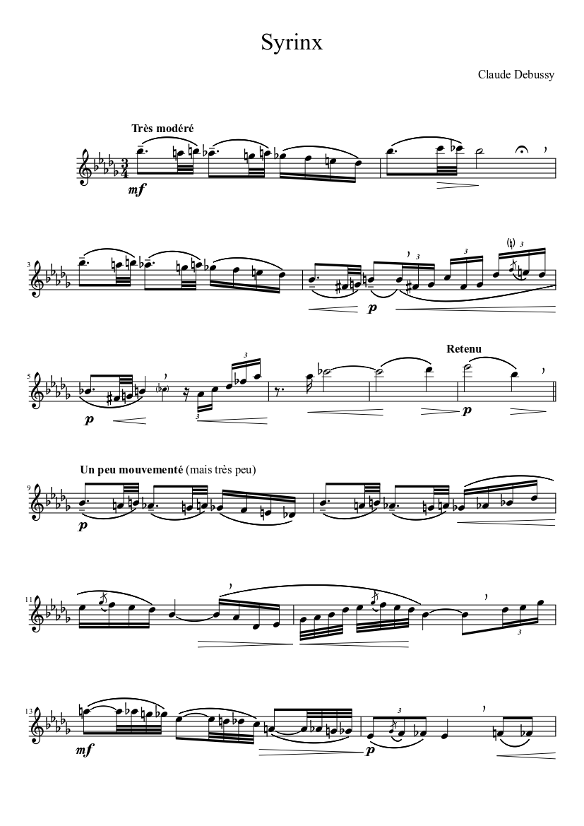 Syrinx - Claude Debussy Sheet music for Flute (Solo) | Musescore.com