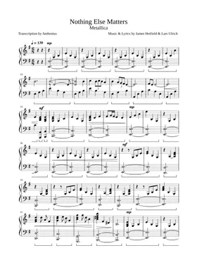 Free Nothing Else Matters by Metallica sheet music | Download PDF or print  on Musescore.com