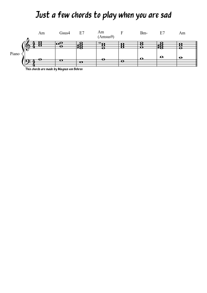 Sad chords Sheet music for Piano (Solo) | Musescore.com
