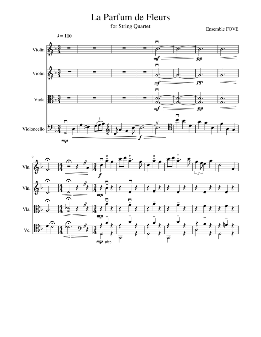 La Parfum de Fleurs Sheet music for Violin, Viola, Cello (String Quartet) |  Musescore.com