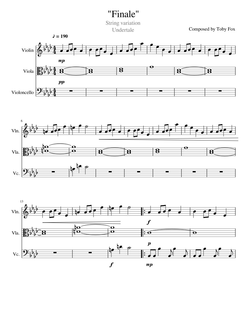 Finale Undertale Sheet music for Violin, Viola, Cello (String Trio) |  Musescore.com