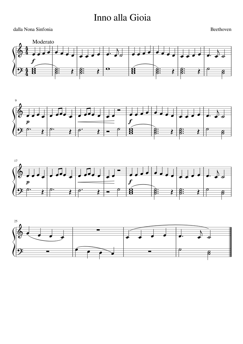 Inno alla Gioia Sheet music for Piano (Solo) | Musescore.com