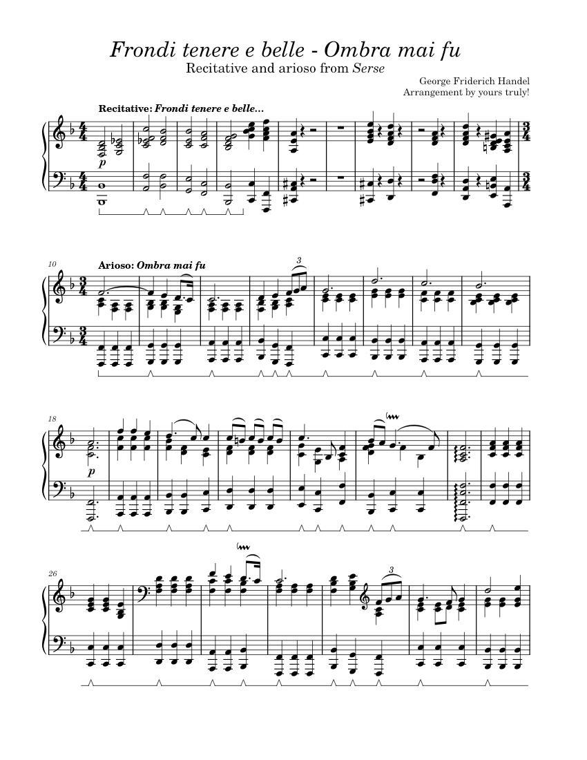 Serse, HWV 40 – Georg Friedrich Händel Frondi tenere > Ombra mai fu - piano  tutorial