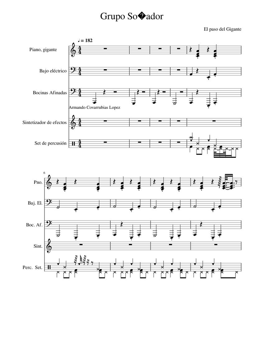 Grupo Sonador Paso Del Gigante Sheet Music For Piano Drum Group Bass Synthesizer Mixed Quartet Musescore Com Here you can post a video of you playing the el paso del gigante, so your fellow guitarists will be able to see you and rate you. grupo sonador paso del gigante sheet