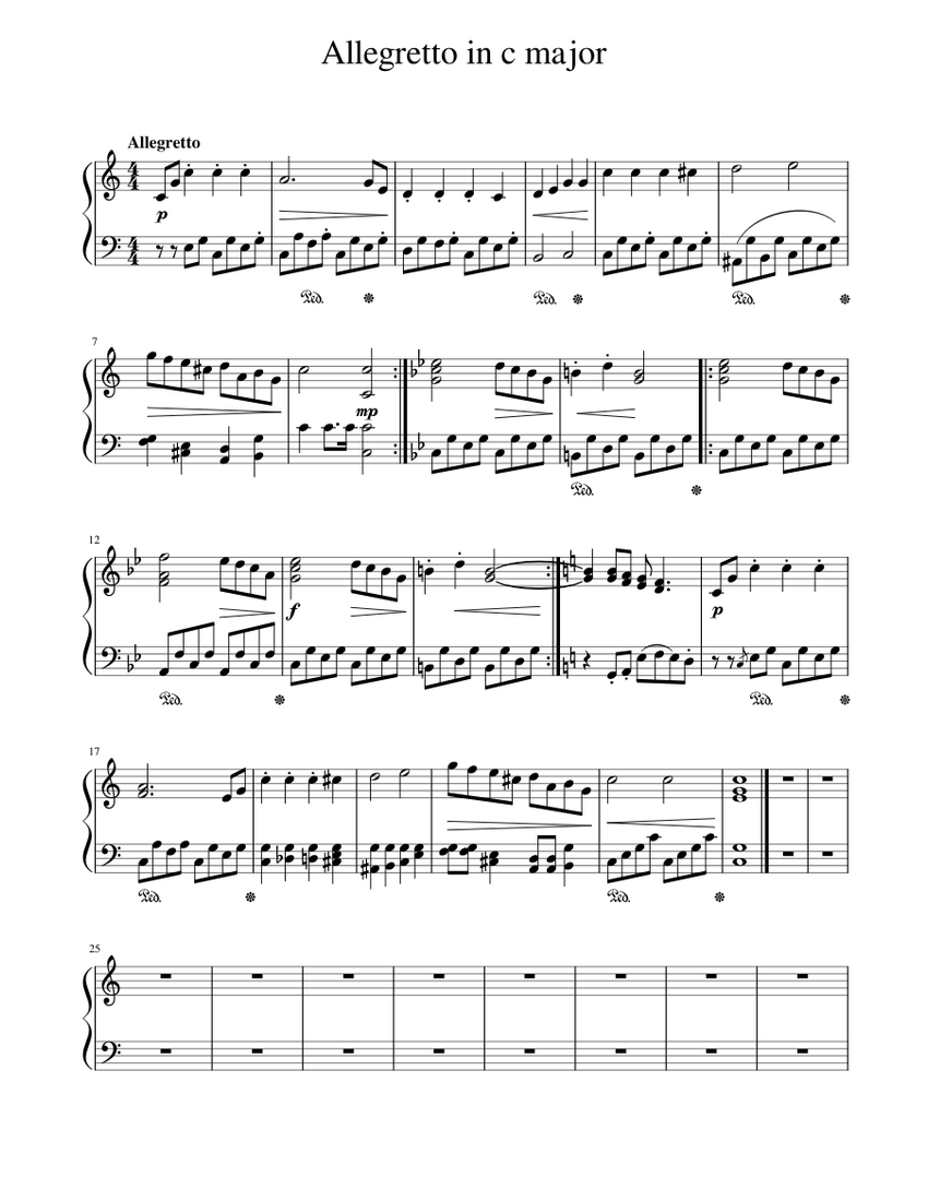 Allegretto no1 Sheet music for Piano (Solo) Easy | Musescore.com