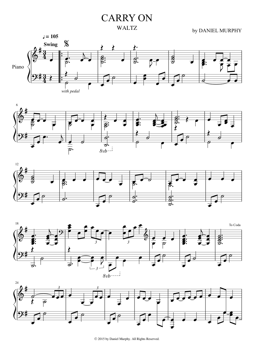 Carry On (Waltz) Sheet music for Piano (Solo) | Musescore.com
