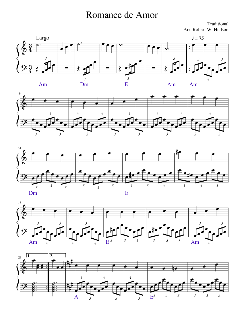Romance de Amor Sheet music for Piano (Solo)