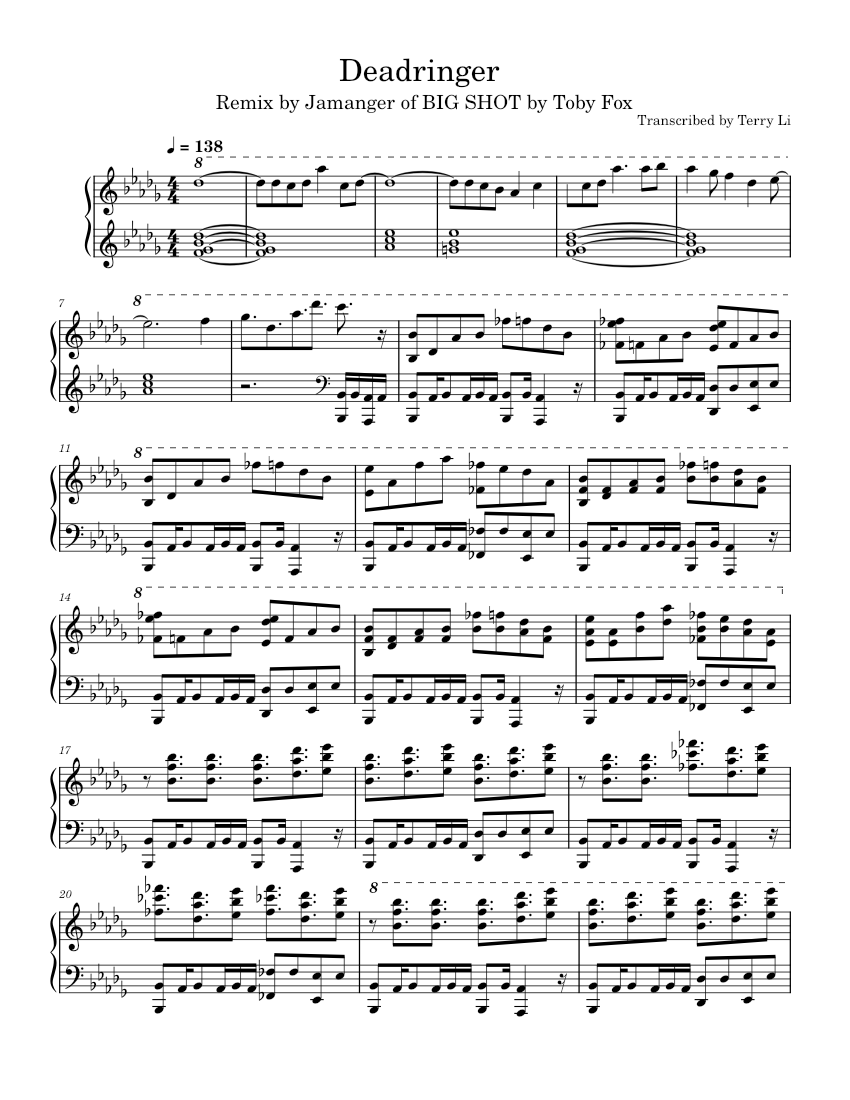 Deadringer – Jamangar Sheet music for Piano (Solo) | Musescore.com