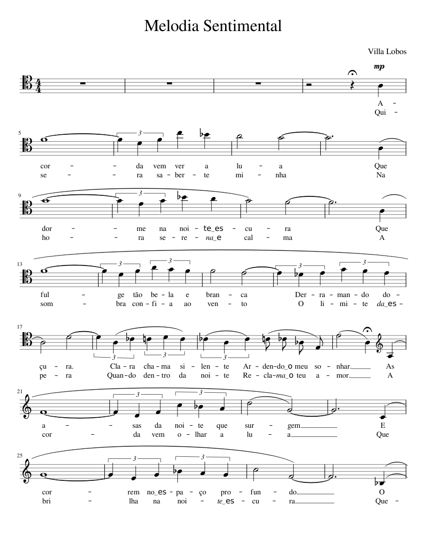 Fá M - Melodia sentimental Cello part