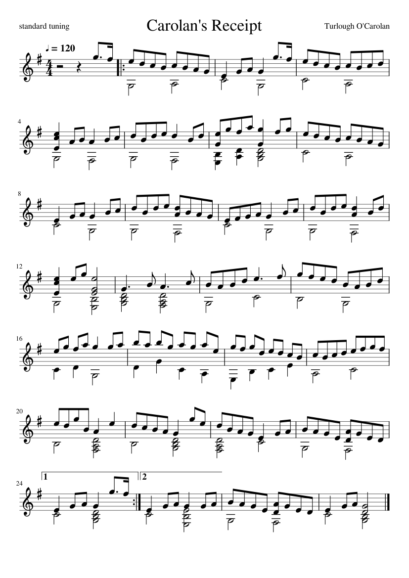 O'Carolan's Receipt for Drinking