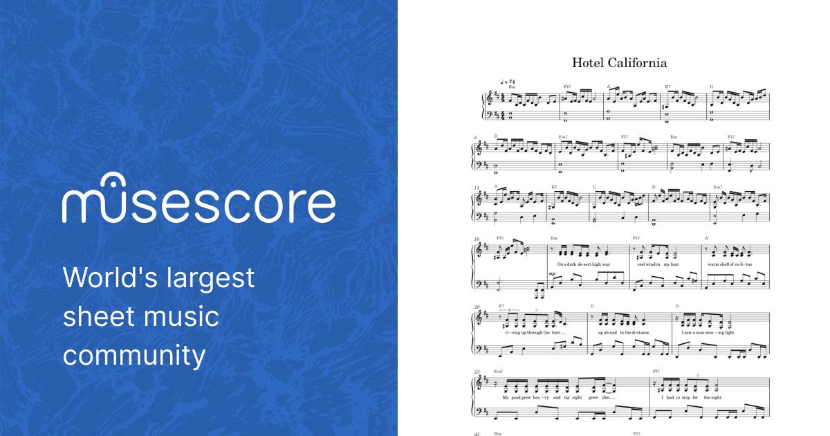 Hotel California Sheet music for Piano (Solo) | Musescore.com