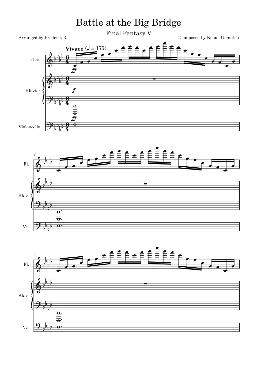 Clash on the big bridge – Final Fantasy V Sheet Music for Piano