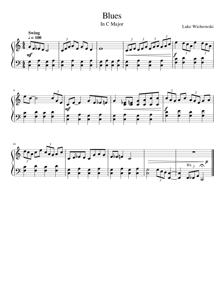Blues in C Major Sheet music for Piano (Solo) | Musescore.com