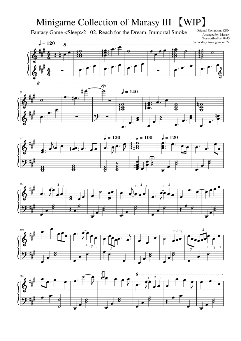Minigame Collection of Marasy III 【WIP 】 Sheet music for Piano (Solo) |  Musescore.com