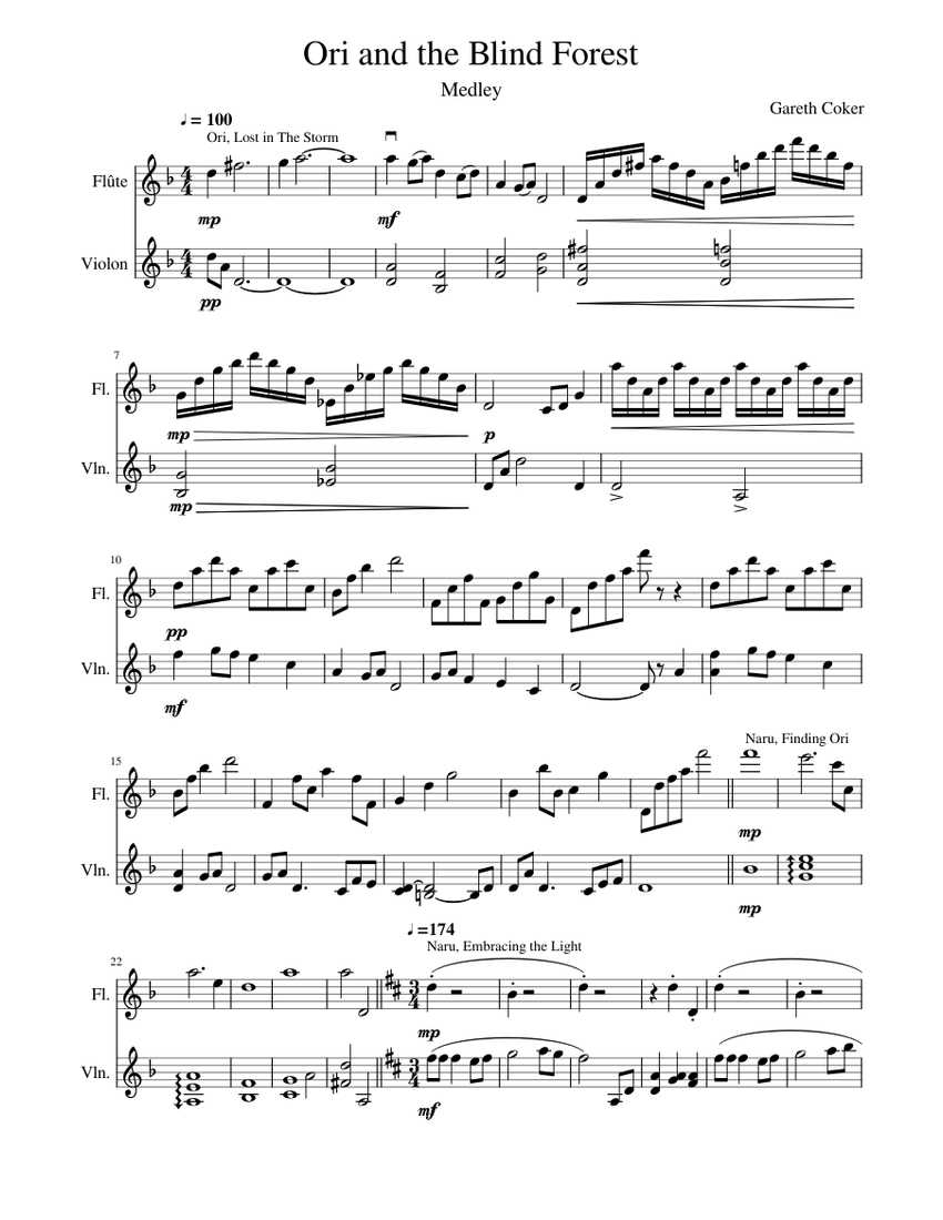 Ori and the Blind Forest Sheet music for Flute, Violin (Mixed Duet) |  Musescore.com