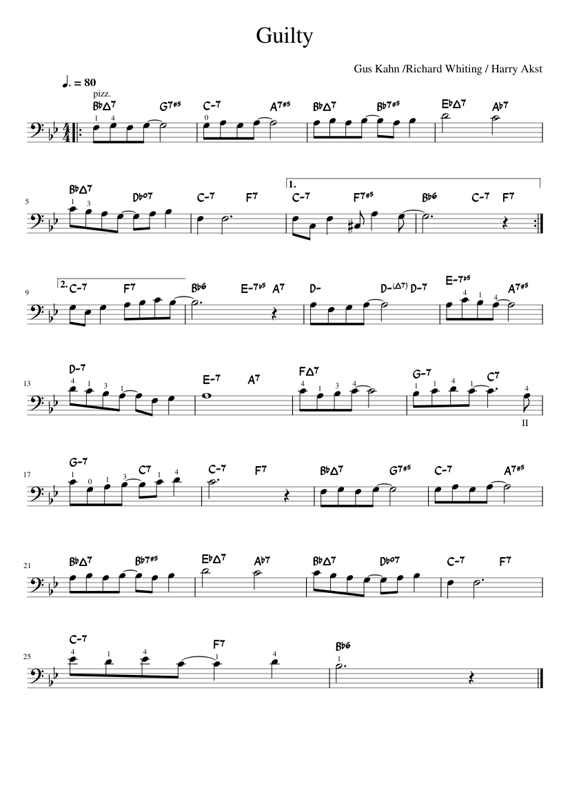 Guilty - Double bass Sheet music for Contrabass (Solo) | Musescore.com