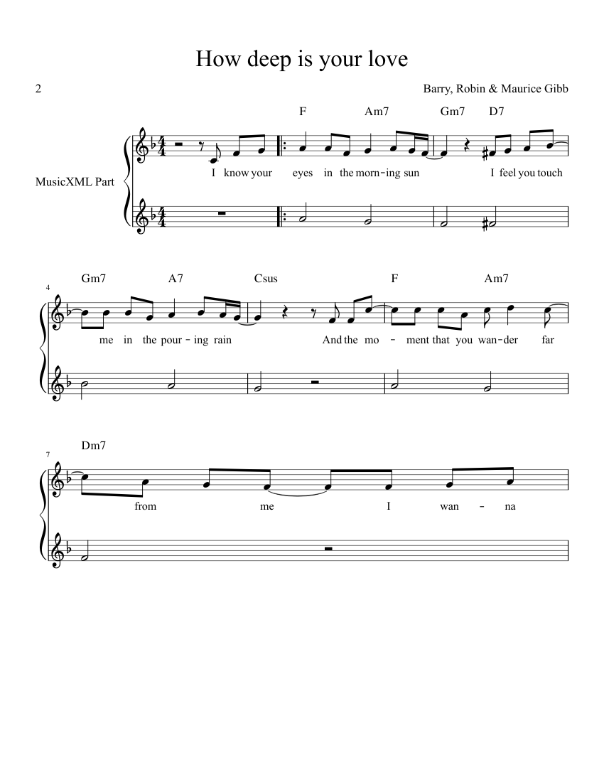 How deep is your love Sheet music for Piano (Solo) | Musescore.com