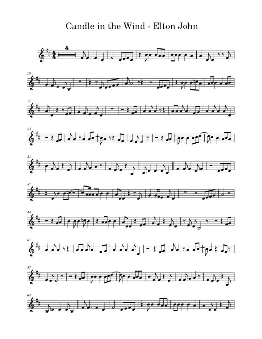 Candle in the Wind - Elton John Sheet music for Violin (Solo) |  Musescore.com