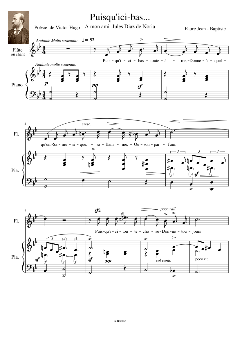 Puisqu'ici-bas ... mélodie de Jean Baptiste FAURE Sheet music for Piano  (Solo) | Musescore.com