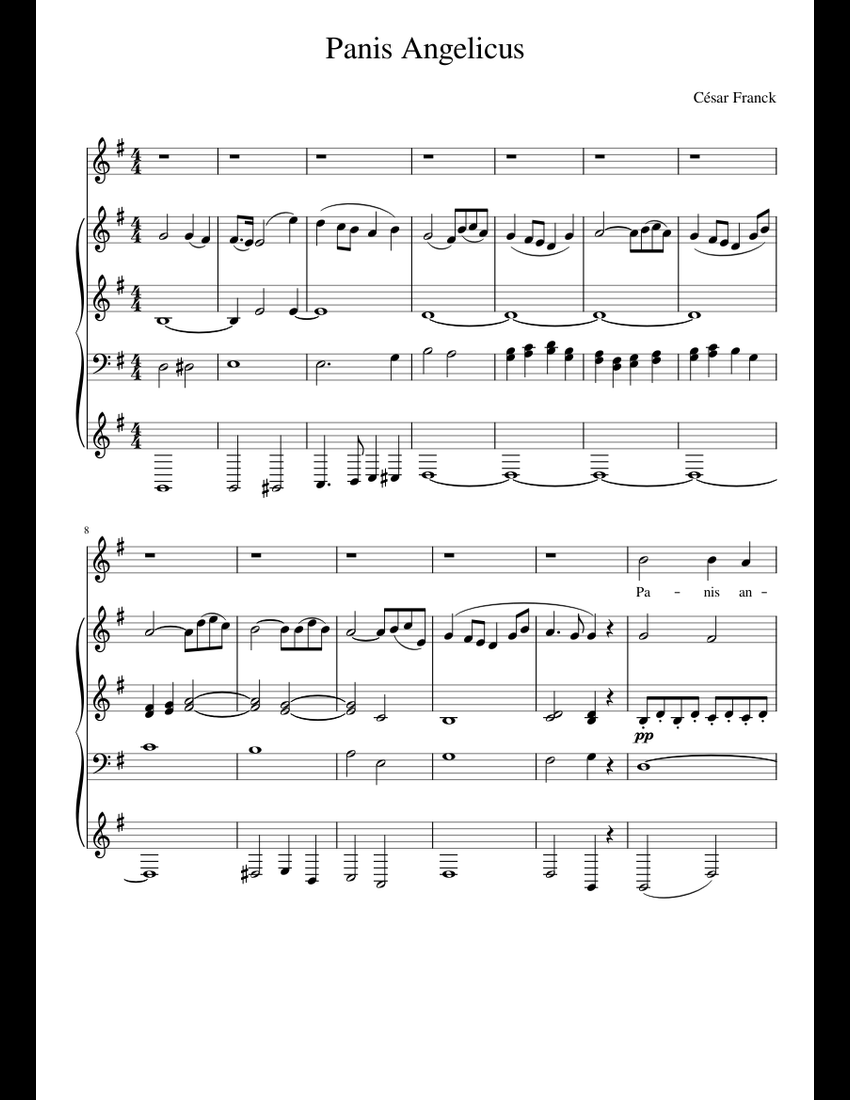 César Franck - Panis Angelicus Sheet Music For Piano, Organ (Mixed ...