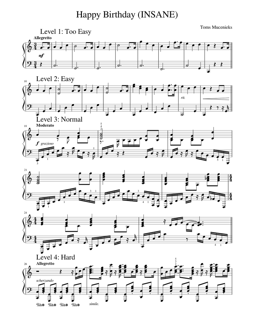 Happy Birthday (INSANE) Sheet music for Piano (Solo) | Musescore.com