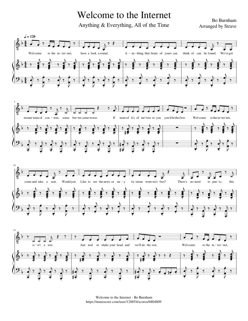 Welcome to the Internet - Bo Burnham's "Inside" Sheet music for Piano,  Vocals (Piano-Voice) | Musescore.com