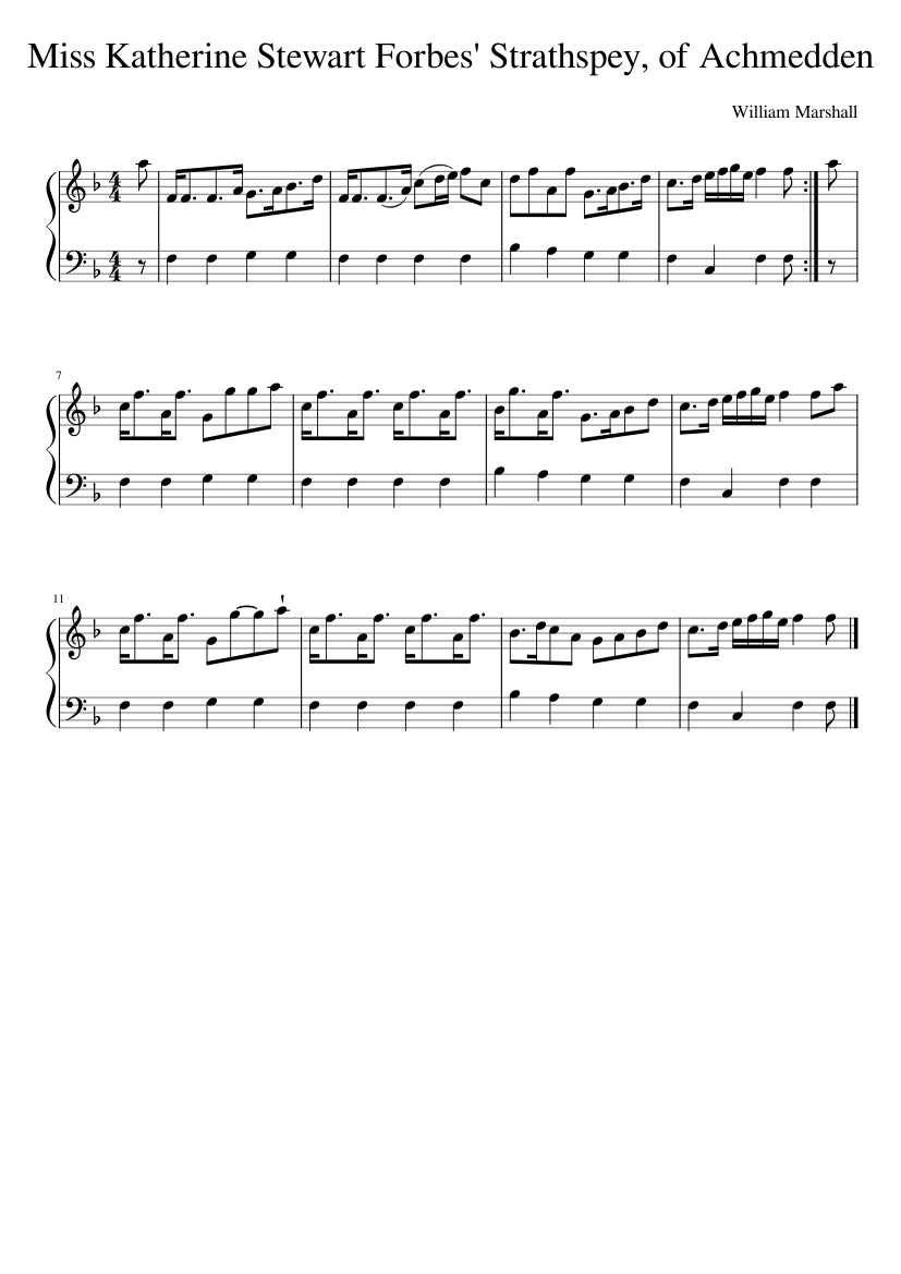 Miss Katherine Stewart Forbes' Strathspey of Achmedden